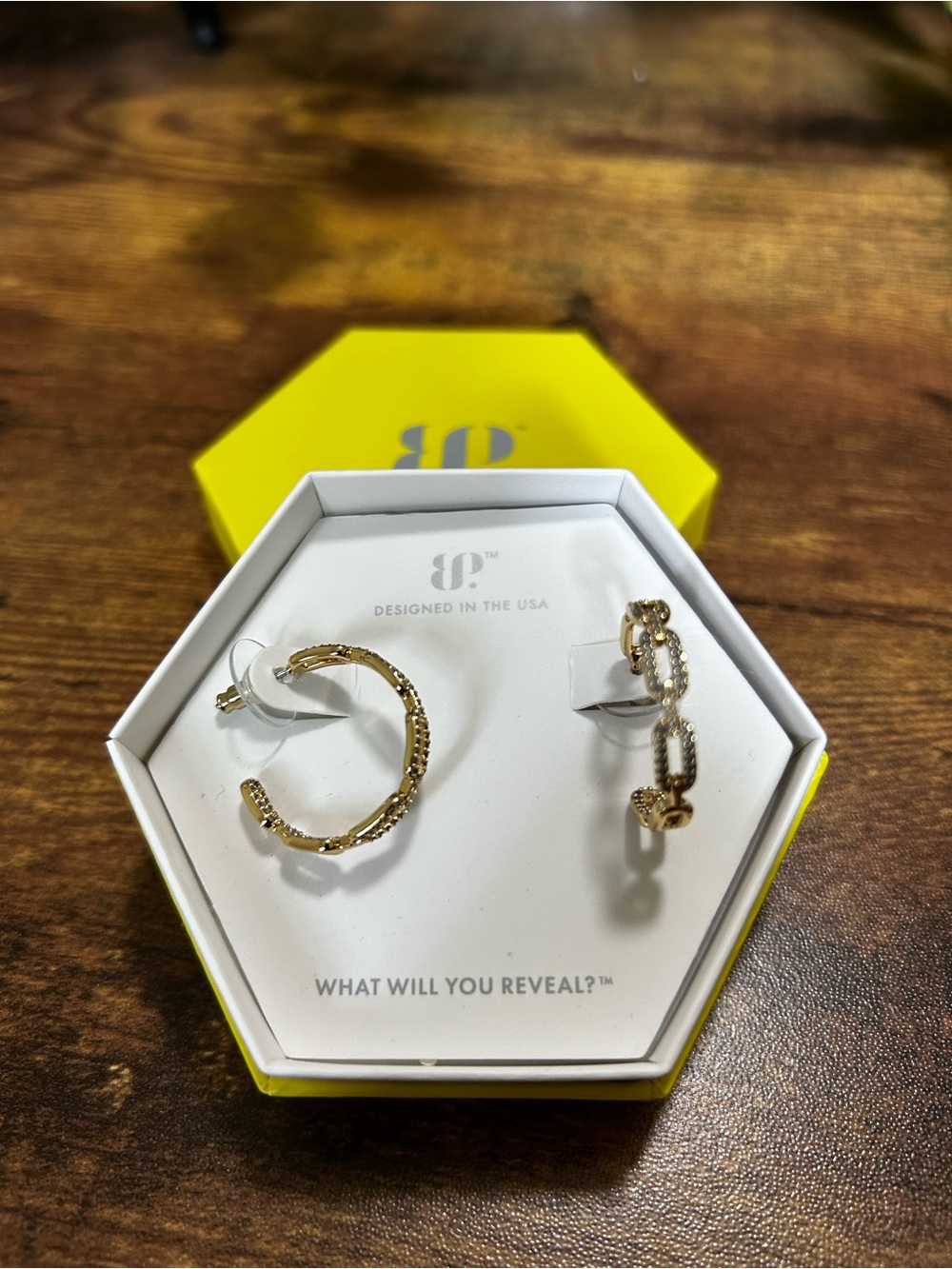 Bomb Party “Polished Power Hoops”, Gold & Moonstone